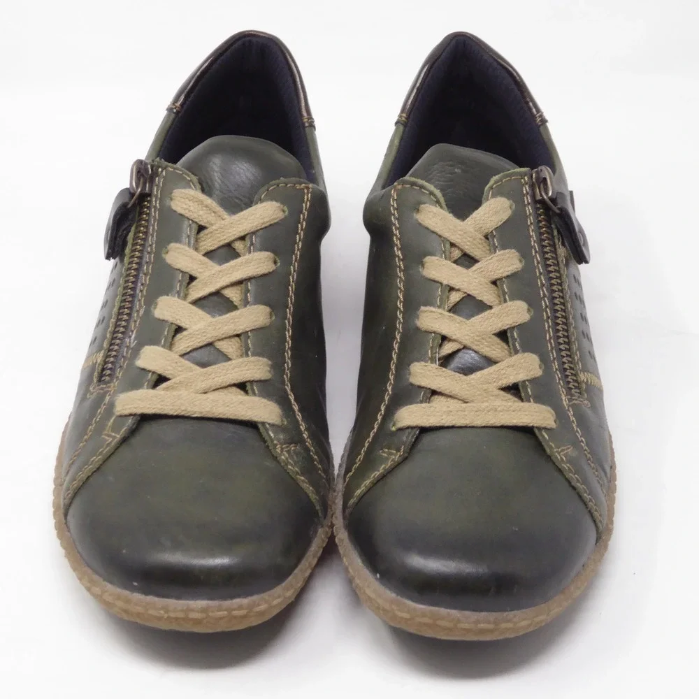 Remonte R4717 Liv Womens Shoes Sneakers Green Leather Zipper Lace Up 39 / 8